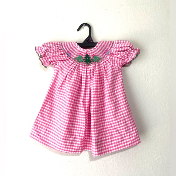 Southern Sunshine Other - Southern Sunshine Pink Gingham Smocked Holiday Dress Size 9M EUC
